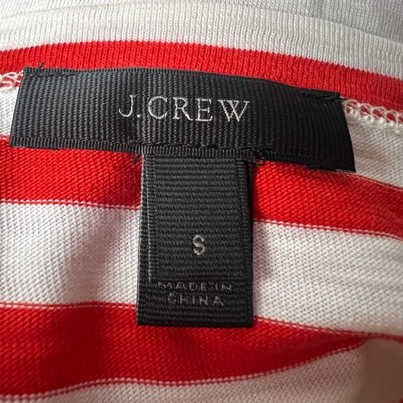 J CREW Boatneck Tee Long Sleeves Red White Stripe Cotton Small - Picture 7 of 10
